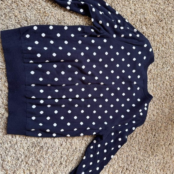 Talbots Blue and White Polka Dot Cardigan - Picture 2 of 2